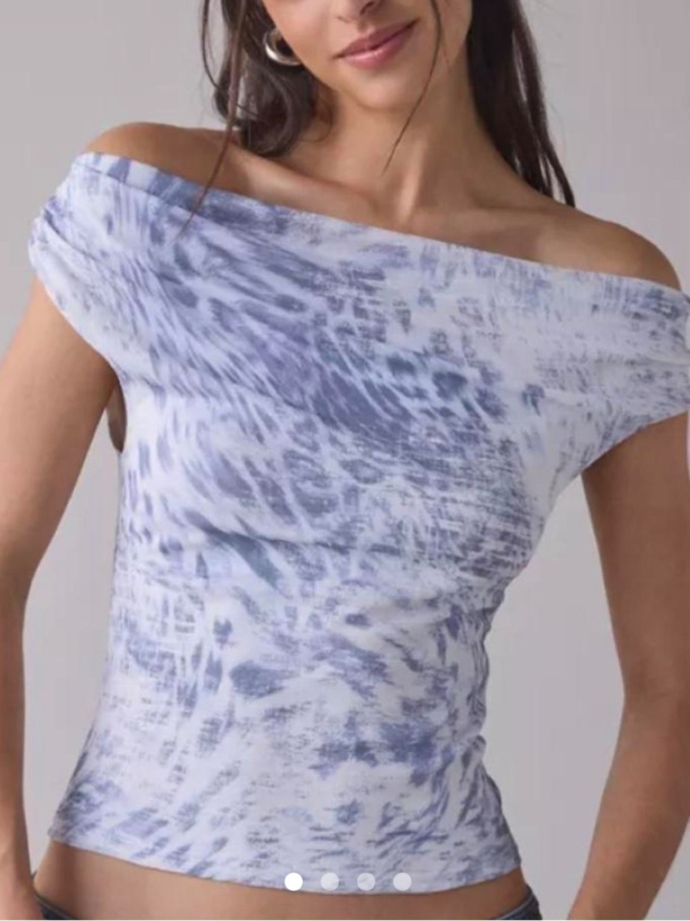 Light Blue fia off shoulder Tie-Dye Off-Shoulder Women’s Top